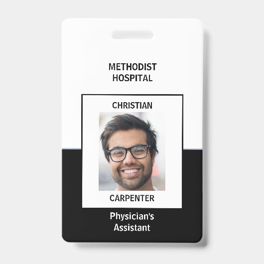 Badge Nom de l'ID photo noir et blanc (Avant)