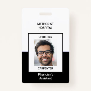 Badge Nom de l'ID photo noir et blanc