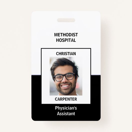 Badge Nom de l'ID photo noir et blanc (Devant)