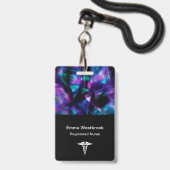 Badge Nom de l'infirmière Médicale inscrite Abstraite mo (Face avec cordon)
