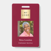 Badge nom de photo Bourgogne code QR logo d'entreprise (Avant)