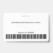 Badge Nom de photo de l'employé personnalisé (Arrière)