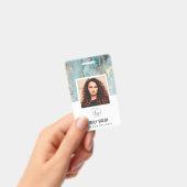 BADGE NOM DE PHOTO D'EMPLOYÉ AQUA TEAL AGATE CODE- (Manuel / portable)