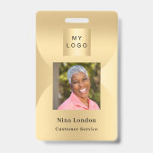 Badge Nom de photo doré logo d'entreprise code QR arch (Avant)