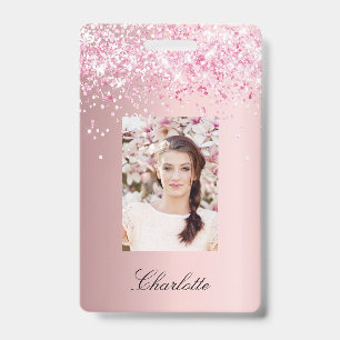 Badge Nom de photo rose blush