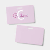 Badge Nom de script & monogramme | Magenta & Violet clai (Avant & arrière)