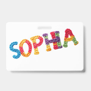 Badge Nom de Sophia dans le Motif Crochet animé