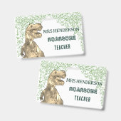 Badge Nom d'enseignant d'école Roarsome de dinosaure (Avant & arrière)