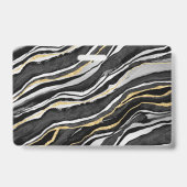 Badge Nom d'entreprise Marbre Noir Agate Géode Or (Arrière)