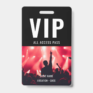 Badge Nom d'événement personnalisé VIP ou accès total au