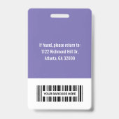Badge Nom du code de la barre du logo de l'employé de l' (Arrière)