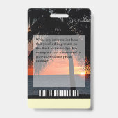 Badge Nom du code de la barre du logo photo de l'employé (Arrière)