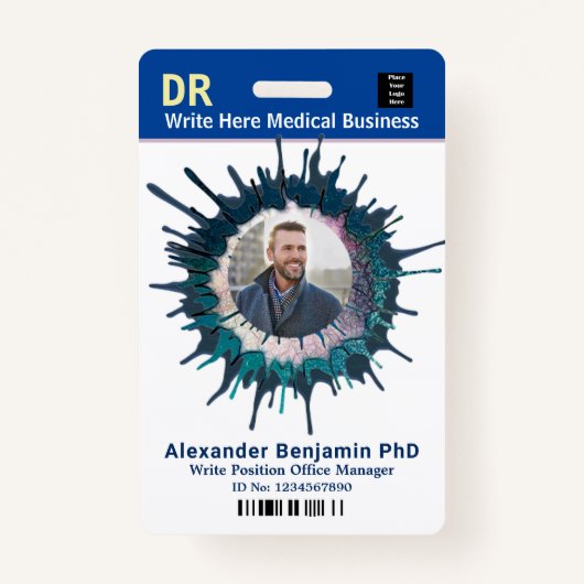 Badge Nom du code de la barre du logo photo de l'employé (Devant)