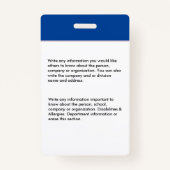 Badge Nom du code de la barre du logo photo de l'employé (Dos)