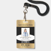 Badge Nom du code de la barre du logo photo de l'employé (Avant avec lanière)