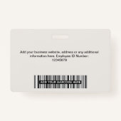 Badge Nom du logo Code barre photo de l'employé personna (Dos)