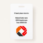 Badge Nom du logo Code-barres photo de l'employé Médical (Dos)