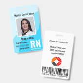 Badge Nom du logo Code-barres photo de l'employé Médical (Avant & arrière)