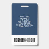 Badge Nom du logo de code barre photo verticale de l'emp (Arrière)