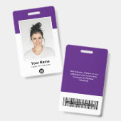 Badge Nom du logo de l'employé grand photo violet (Avant & arrière)