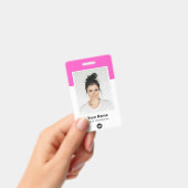 Badge Nom du logo de l'employé rose personnalisé - grand (Manuel / portable)