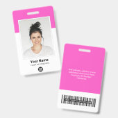 Badge Nom du logo de l'employé rose personnalisé - grand (Avant & arrière)