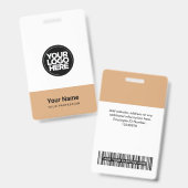 Badge Nom du logo de l'entreprise personnalisé Code barr (Recto et verso)