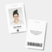 Badge Nom du logo minime photo volumineuse de l'employé  (Avant & arrière)