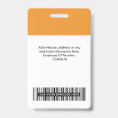 Badge Nom du logo photo d'arrondi de l'employé personnal (Arrière)