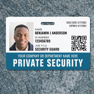 Badge Nom du logo photo de la garde de sécurité personna