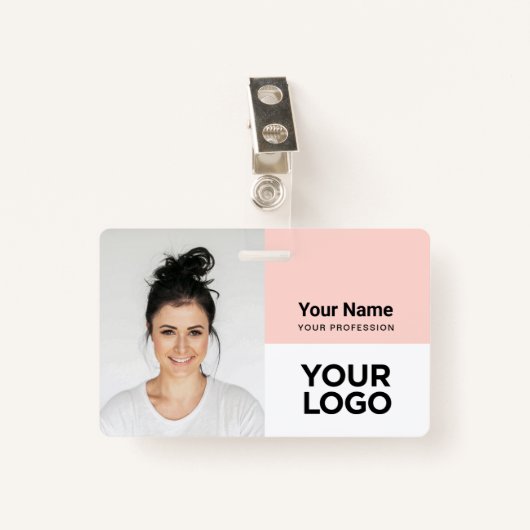 Badge Nom du logo photo de l'employé de l'entreprise per (Devant avec clip)