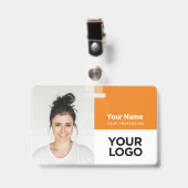 Badge Nom du logo photo de l'employé de l'entreprise per (Avant avec clip)