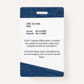 Badge Nom du logo photo de l'employé Insigne d'identific (Dos)