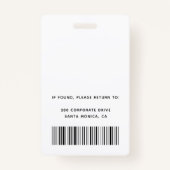 Badge Nom du logo photo de l'employé personnalisé (Dos)