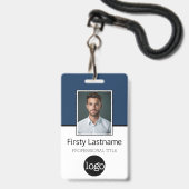 Badge Nom du logo photo de l'employé personnalisé - Même (Avant avec lanière)