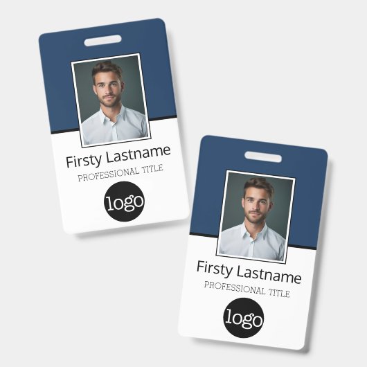 Badge Nom du logo photo de l'employé personnalisé - Même (Avant & arrière)