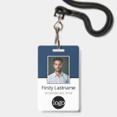 Badge Nom du logo photo de l'employé personnalisé - Même (Arrière avec lanière)