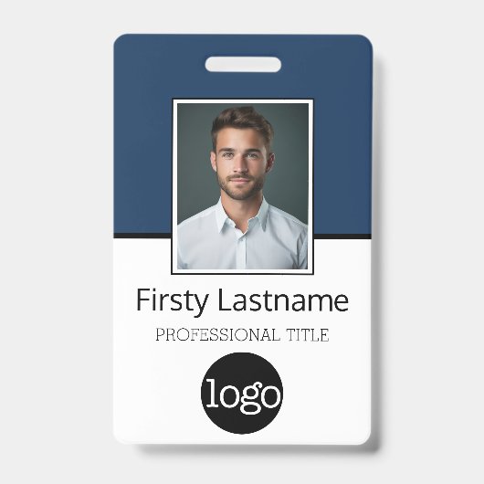 Badge Nom du logo photo de l'employé personnalisé - Même (Avant)