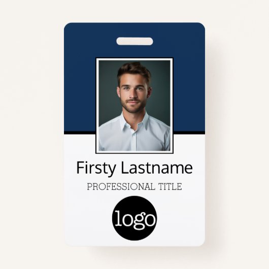 Badge Nom du logo photo de l'employé personnalisé - Même (Devant)
