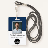 Badge Nom du logo photo de l'employé personnalisé - Même (Derrière avec lanière)