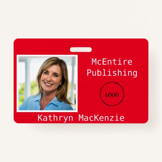 Badge Nom du logo rouge photo de l'entreprise (Devant)