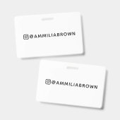 Badge Nom d'utilisateur Instagram | Conception personnal (Avant & arrière)