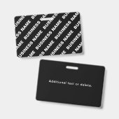 Badge Nom éditable gras répétitif | Simple noir blanc (Avant & arrière)