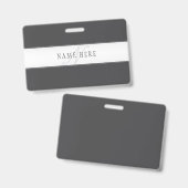 Badge Nom élégant & Monogramme | Gris foncé & clair (Avant & arrière)