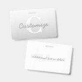 Badge Nom en écriture cursive ou autre texte avec monogr (Avant & arrière)