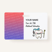 Badge Nom et emploi personnalisés du dentiste (dent) (Devant)