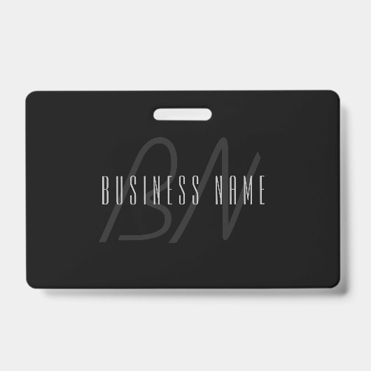 Badge Nom et monogramme élégants modernes | Gris foncé e (Avant)