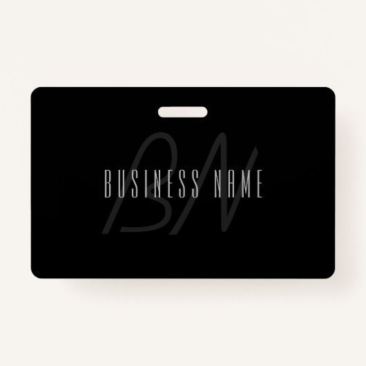 Badge Nom et monogramme élégants modernes | Gris foncé e (Devant)