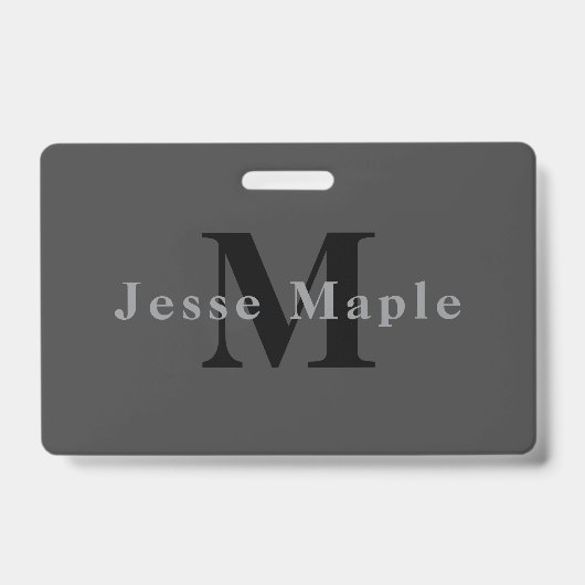 Badge Nom et monogramme | Gris foncé (Avant)