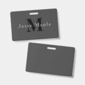 Badge Nom et monogramme | Gris foncé (Avant & arrière)